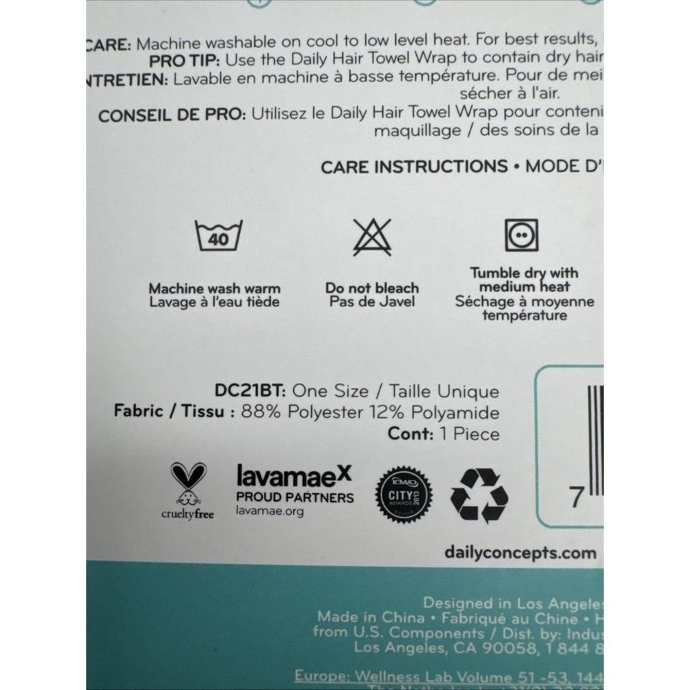 DAILY CONCEPTS Daily Hair Towel Wrap NEW! - Picture 4 of 4